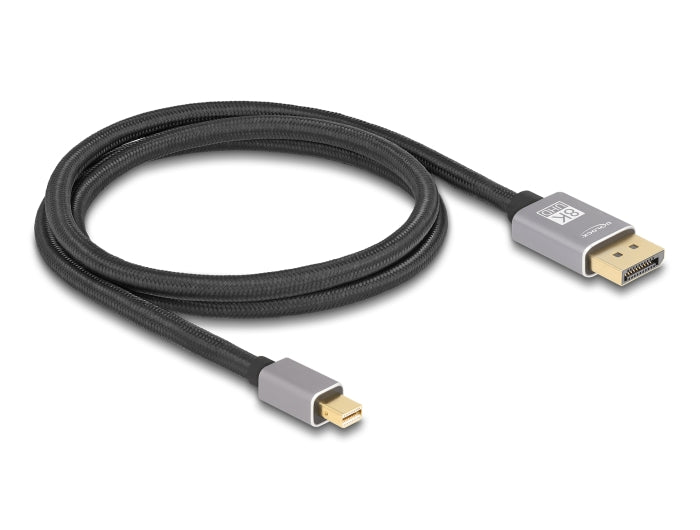 Delock 81091 Mini Displayport To Displayport Cable 8K 60 Hz 1 M Grey Metal