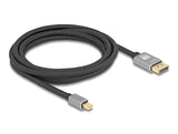 Delock 81093 Mini Displayport To Displayport Cable 8K 60 Hz 3 M Grey Metal