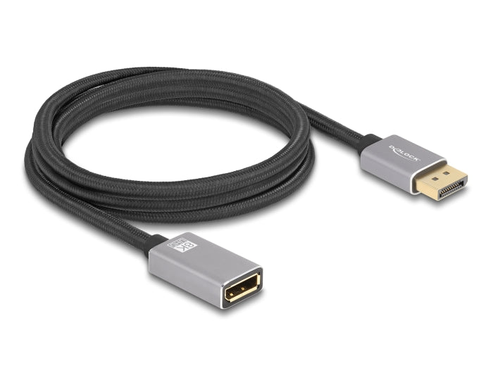 Delock 81080 Displayport Extension Cable 8K 60 Hz 2 M Grey Metal Without Latch