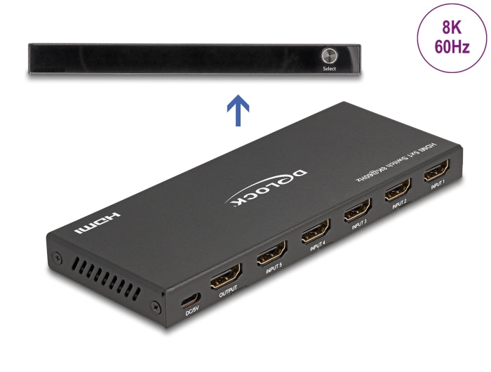 Delock 18657 Hdmi Switch 5 X Hdmi In To 1 X Hdmi Out 8K 60 Hz