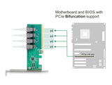 Delock 90777 Pci Express X16 Card To 4 X Internal Sff-8643 Nvme - Bifurcation