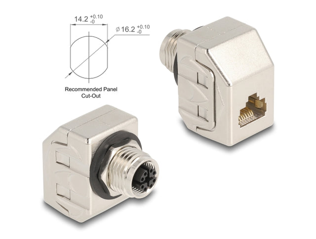 Delock 60685 M12 Adapter X-Coded 8 Pin Female To Rj45 Jack Cat.6A Stp Metal