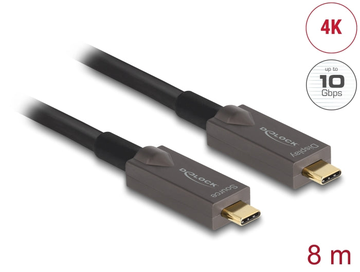 Delock 84147 Active Optical Usb-C™ Video + Data + Pd Cable 8 M