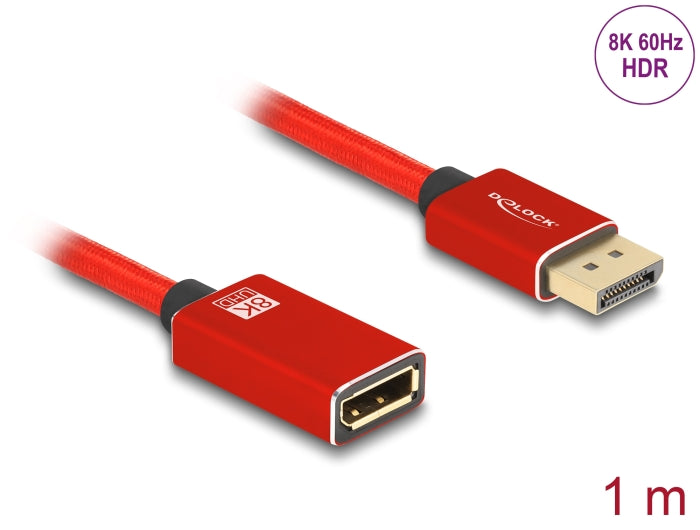 Delock 81081 Displayport Extension Cable 8K 60 Hz 1 M Red Metal Without Latch