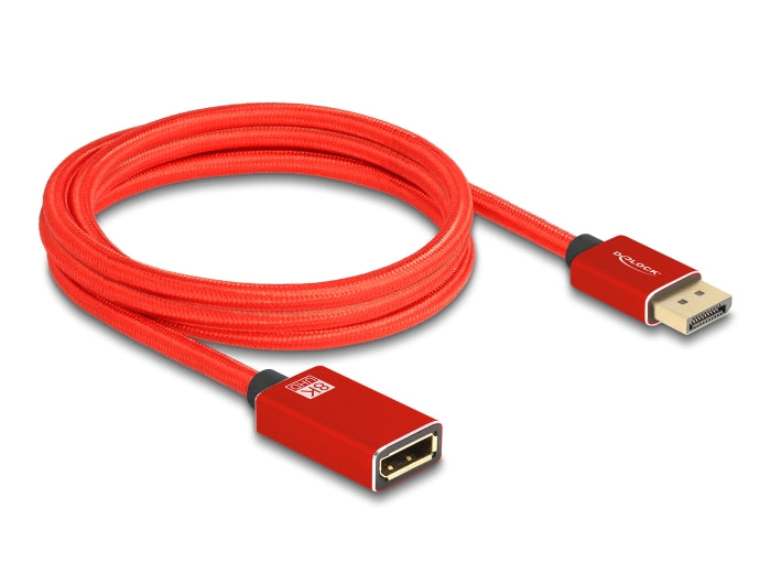 Delock 81082 Displayport Extension Cable 8K 60 Hz 2 M Red Metal Without Latch