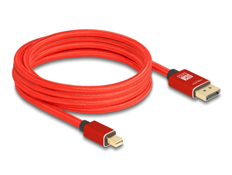 Delock 81096 Mini Displayport To Displayport Cable 8K 60 Hz 3 M Red Metal