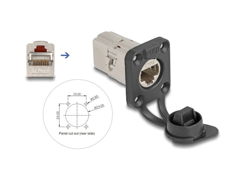 Delock 67061 D-Type Rj45 Built-In Connector/Coupler Cat.6A Stp