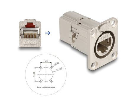 Delock 67062 D-Type Rj45 Built-In Connector / Coupler Cat.6A Stp Metal