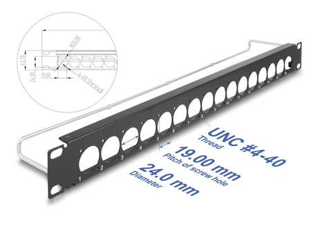 Delock 67058 19″ D-Type Patch Panel With Strain Relief 16 Port 1U Black