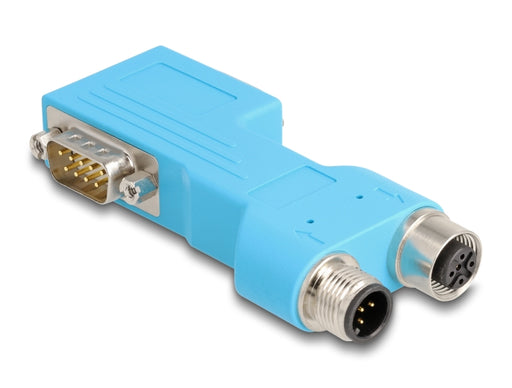 Delock 60666 D-Sub 9 Male And Female To M12 5 Pin Bus Splitter 90° Blue