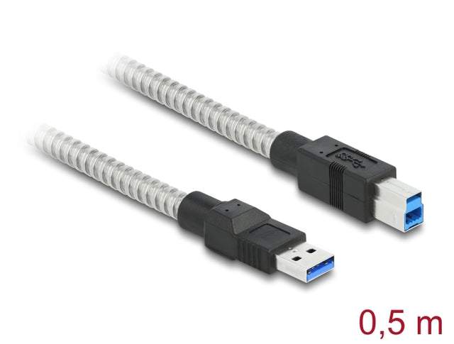 Delock 86777 Usb 3.2 Gen 1 Cable Type-A Male To Type-B Male With Metal Jacket