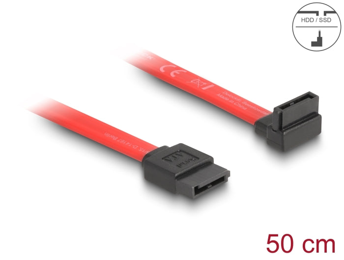 Delock 84220 Sata 3 Gb/S Cable Straight To Upwards Angled 50 Cm Red