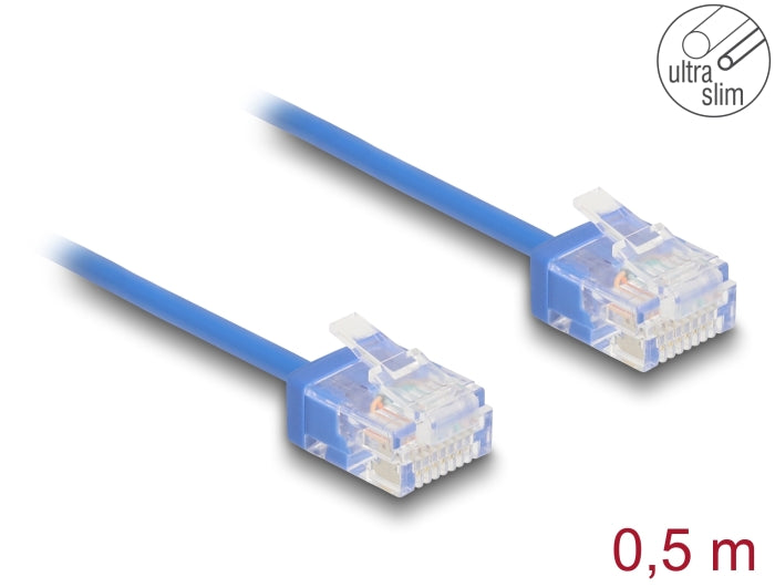 Delock 80779 Rj45 Network Cable Cat.6 Utp Ultra Slim 0.5 M Blue