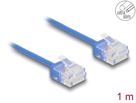 Delock 80796 Rj45 Network Cable Cat.6 Utp Ultra Slim 1 M Blue With Short Plugs