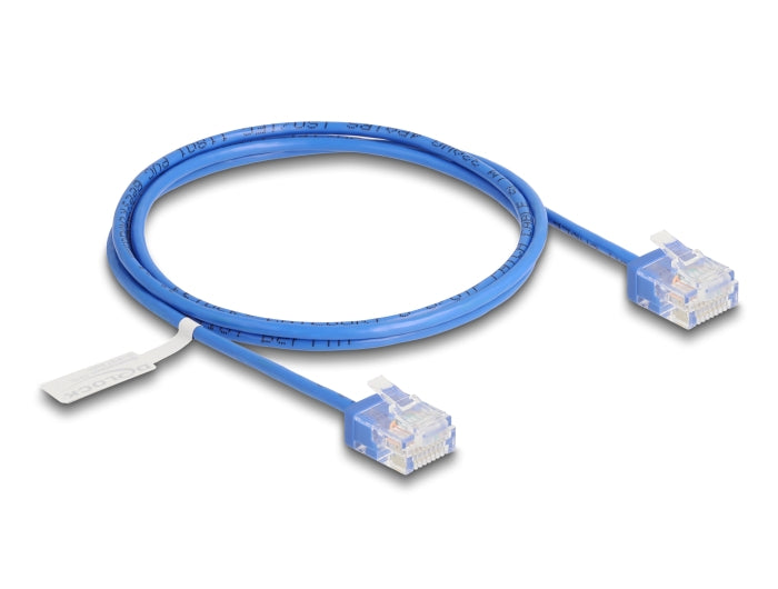 Delock 80796 Rj45 Network Cable Cat.6 Utp Ultra Slim 1 M Blue With Short Plugs