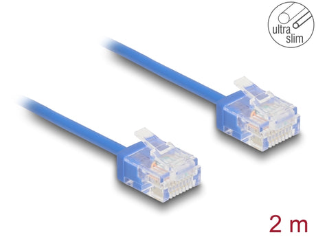 Delock 80797 Rj45 Network Cable Cat.6 Utp Ultra Slim 2 M Blue With Short Plugs