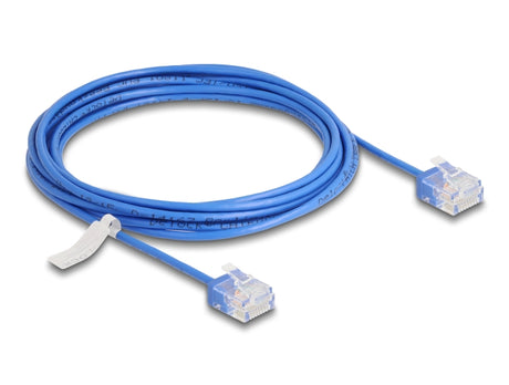 Delock 80798 Rj45 Network Cable Cat.6 Utp Ultra Slim 3 M Blue With Short Plugs