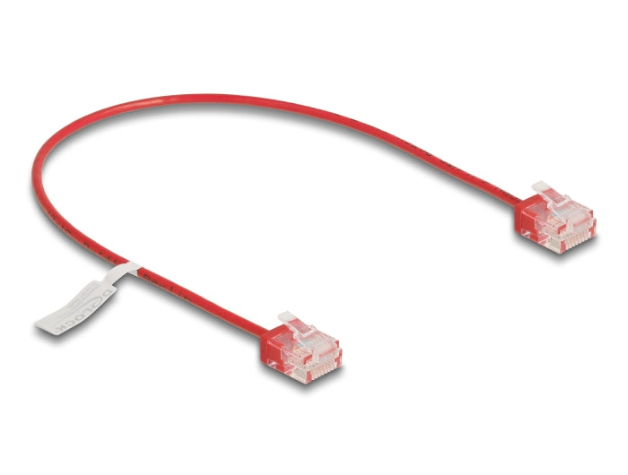 Delock 80800 Rj45 Network Cable Cat.6 Utp Ultra Slim 0.3 M Red With Short Plugs