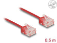 Delock 80801 Rj45 Network Cable Cat.6 Utp Ultra Slim 0.5 M Red With Short Plugs