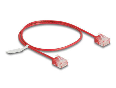 Delock 80801 Rj45 Network Cable Cat.6 Utp Ultra Slim 0.5 M Red With Short Plugs