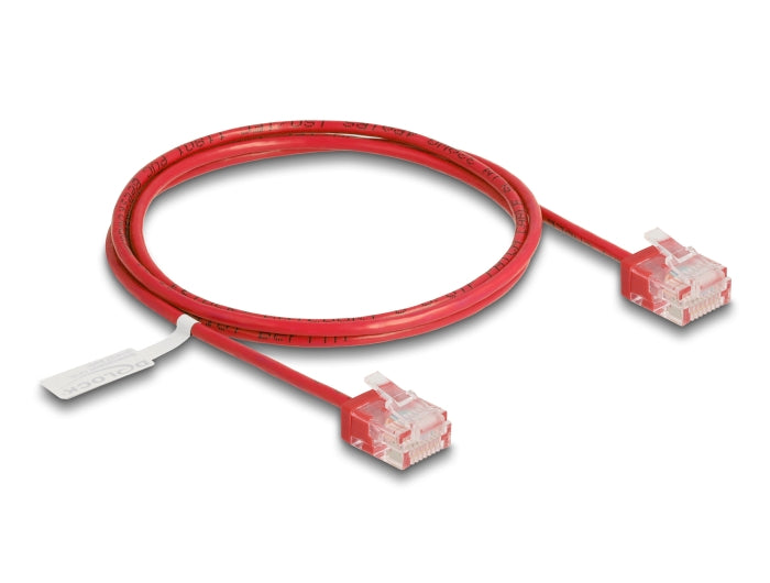 Delock 80812 Rj45 Network Cable Cat.6 Utp Ultra Slim 1 M Red With Short Plugs