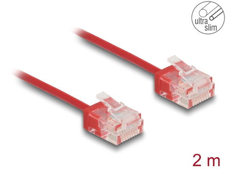 Delock 80817 Rj45 Network Cable Cat.6 Utp Ultra Slim 2 M Red With Short Plugs