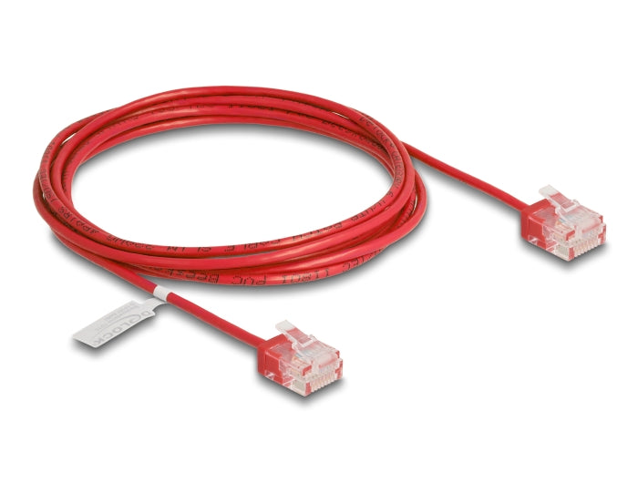 Delock 80817 Rj45 Network Cable Cat.6 Utp Ultra Slim 2 M Red With Short Plugs