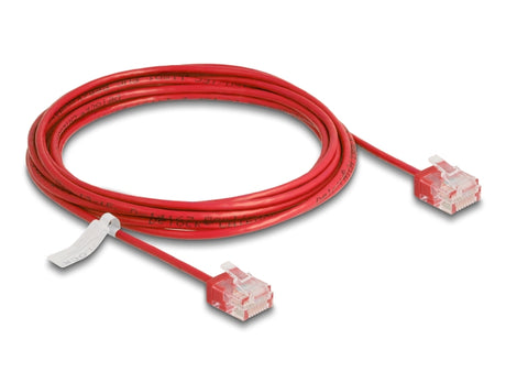 Delock 80819 Rj45 Network Cable Cat.6 Utp Ultra Slim 3 M Red With Short Plugs