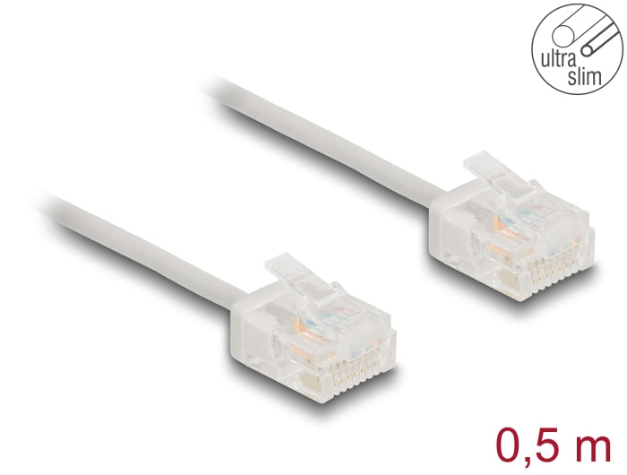 Delock 80757 Rj45 Network Cable Cat.6 Utp Ultra Slim 0.5 M Grey