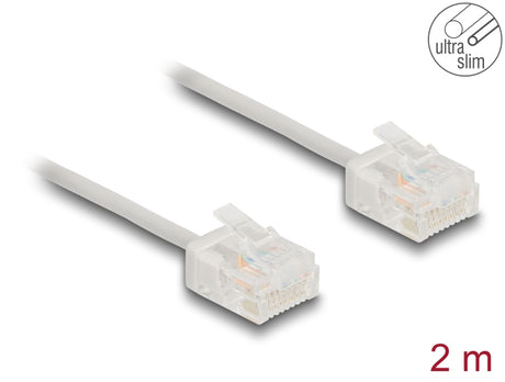 Delock 80759 Rj45 Network Cable Cat.6 Utp Ultra Slim 2 M Grey With Short Plugs