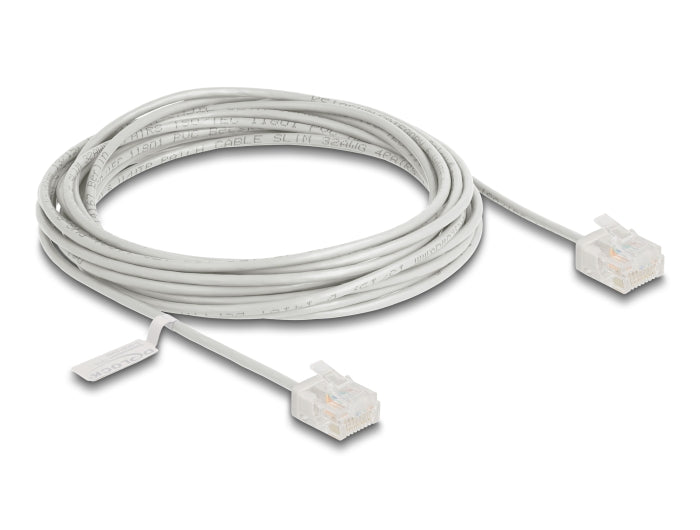 Delock 80771 Rj45 Network Cable Cat.6 Utp Ultra Slim 5 M Grey With Short Plugs