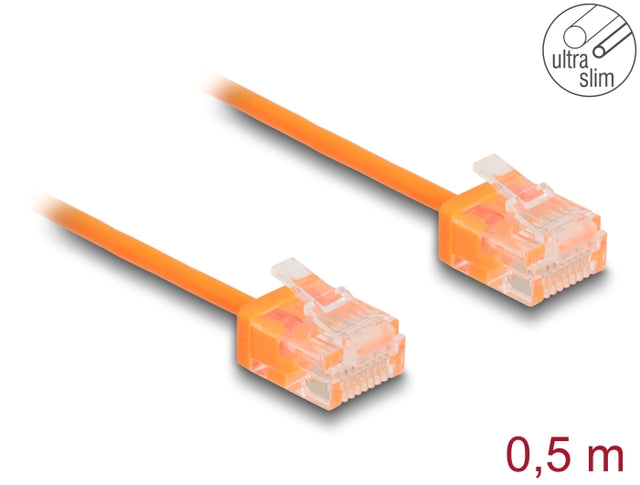 Delock 80854 Rj45 Network Cable Cat.6 Utp Ultra Slim 0.5 M Orange