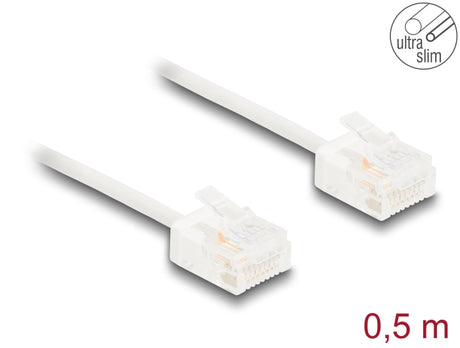 Delock 80773 Rj45 Network Cable Cat.6 Utp Ultra Slim 0.5 M White