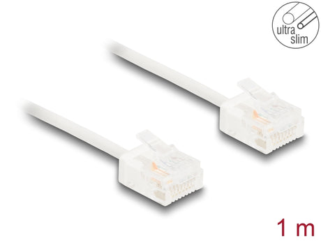 Delock 80774 Rj45 Network Cable Cat.6 Utp Ultra Slim 1 M White With Short Plugs