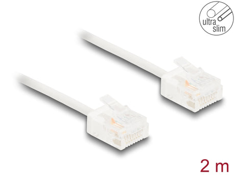 Delock 80775 Rj45 Network Cable Cat.6 Utp Ultra Slim 2 M White With Short Plugs