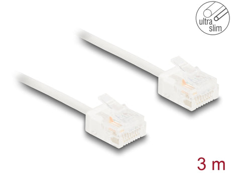 Delock 80776 Rj45 Network Cable Cat.6 Utp Ultra Slim 3 M White With Short Plugs