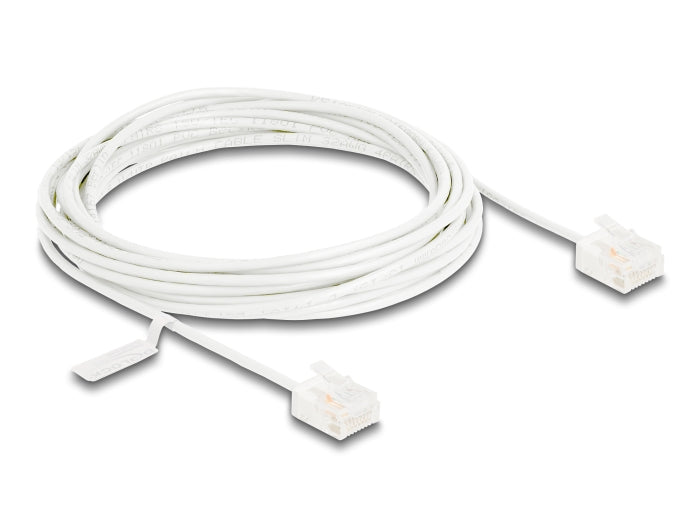 Delock 80777 Rj45 Network Cable Cat.6 Utp Ultra Slim 5 M White With Short Plugs