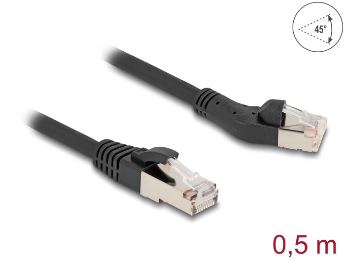 Delock 80749 Rj45 Network Cable Cat.8.1 S/Ftp Plug 45° Left Angled