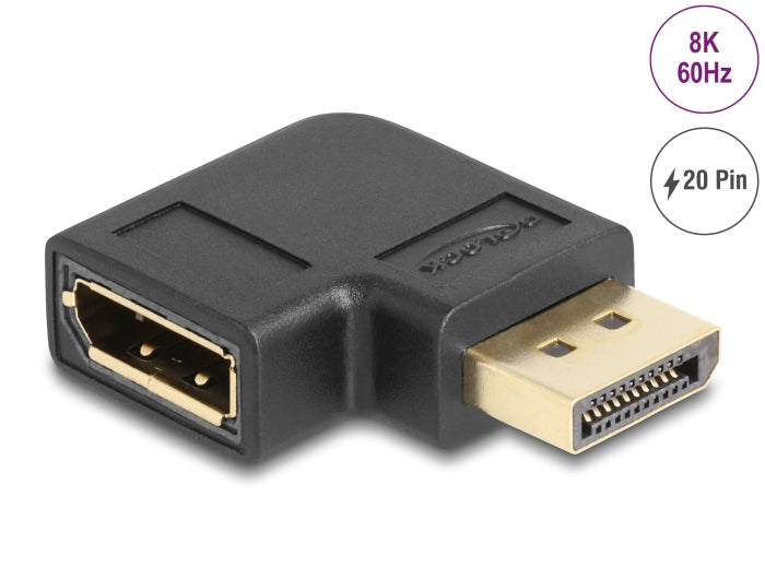 Delock 66297 Displayport 1.4 Adapter Male To Female 90° Right Angled 8K 60 Hz