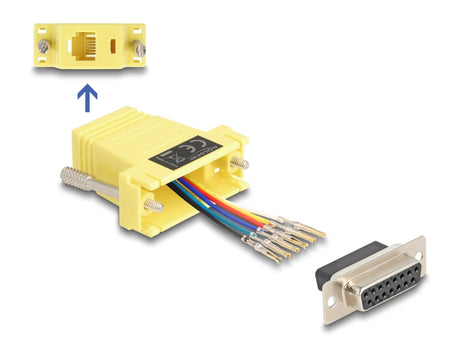 Delock 67091 D-Sub 15 Pin Female To Rj12 Female Assembly Kit Yellow