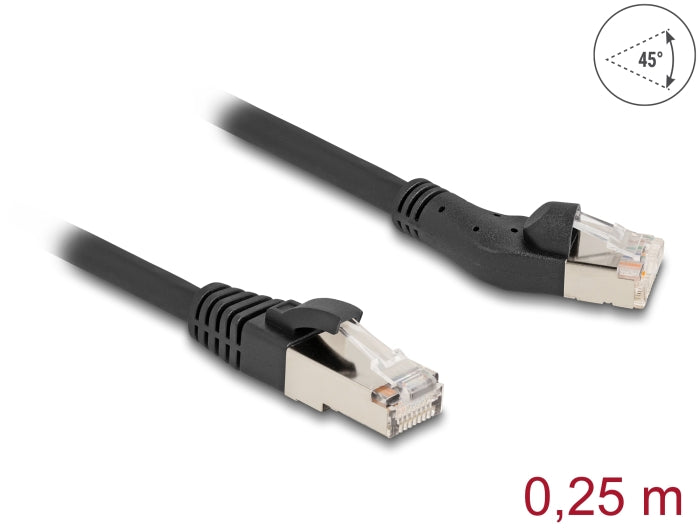 Delock 80734 Rj45 Network Cable Cat.8.1 S/Ftp Plug 45° Left Angled