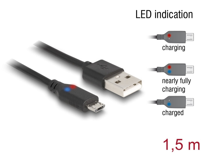 Delock 83272 Usb To Micro Usb Data And Power Cable With Led Indication