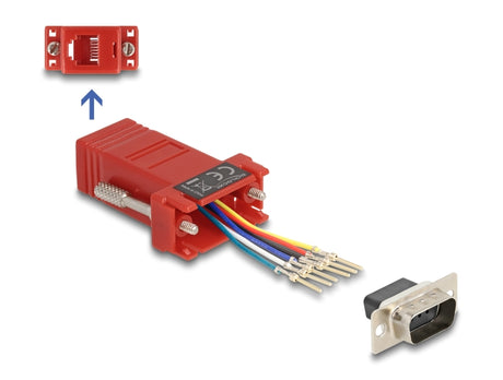 Delock 67074 D-Sub 9 Pin Male To Rj12 Female Assembly Kit Red