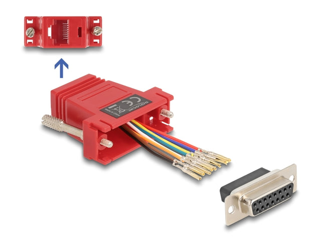 Delock 67112 D-Sub 15 Pin Female To Rj45 Female Assembly Kit Red