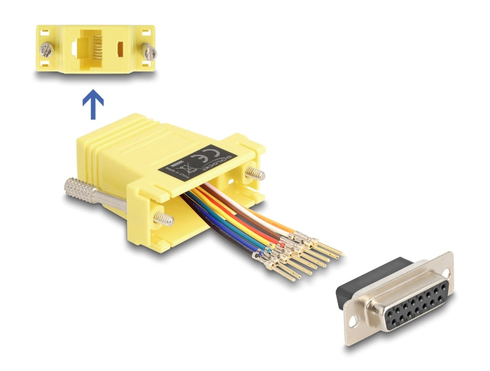 Delock 67113 D-Sub 15 Pin Female To Rj45 Female Assembly Kit Yellow