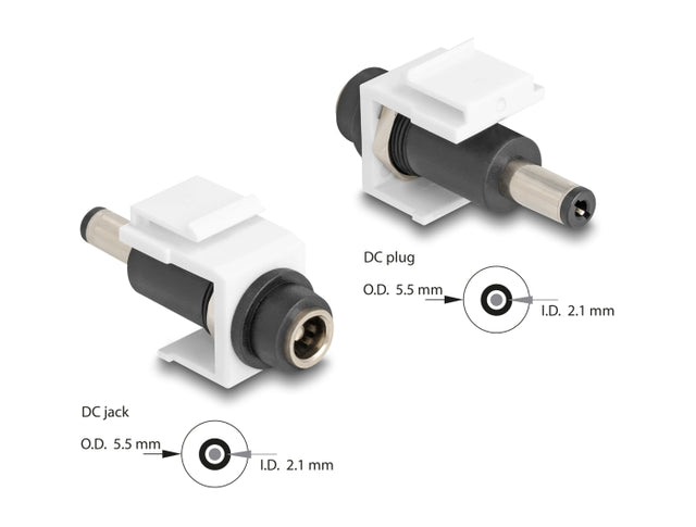 Delock 84174 Keystone Module Dc 5.5 X 2.1 Mm Female To Dc 5.5 X 2.1 Mm Male