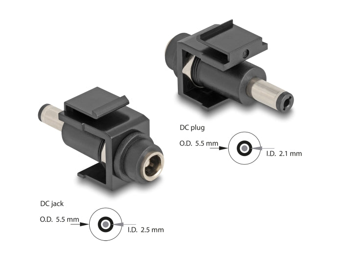 Delock 84164 Keystone Module Dc 5.5 X 2.5 Mm Female To Dc 5.5 X 2.1 Mm Male