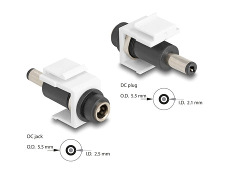 Delock 84176 Keystone Module Dc 5.5 X 2.5 Mm Female To Dc 5.5 X 2.1 Mm Male