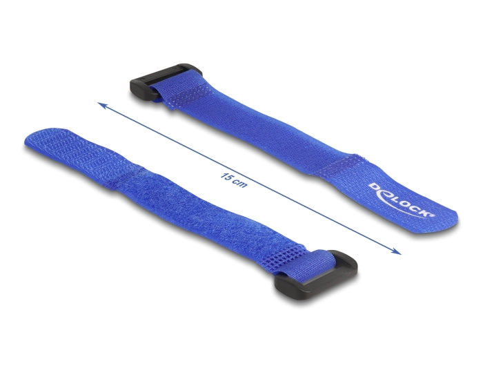 Delock 19527 Hook-And-Loop Cable Tie With Loop L 150 X W 20 Mm Blue 5 Pieces