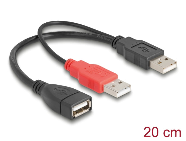 Delock 65306 Y Cable 2 X Usb 2.0 Type-A Male > 1 X Usb 2.0 Type-A Female 20 Cm